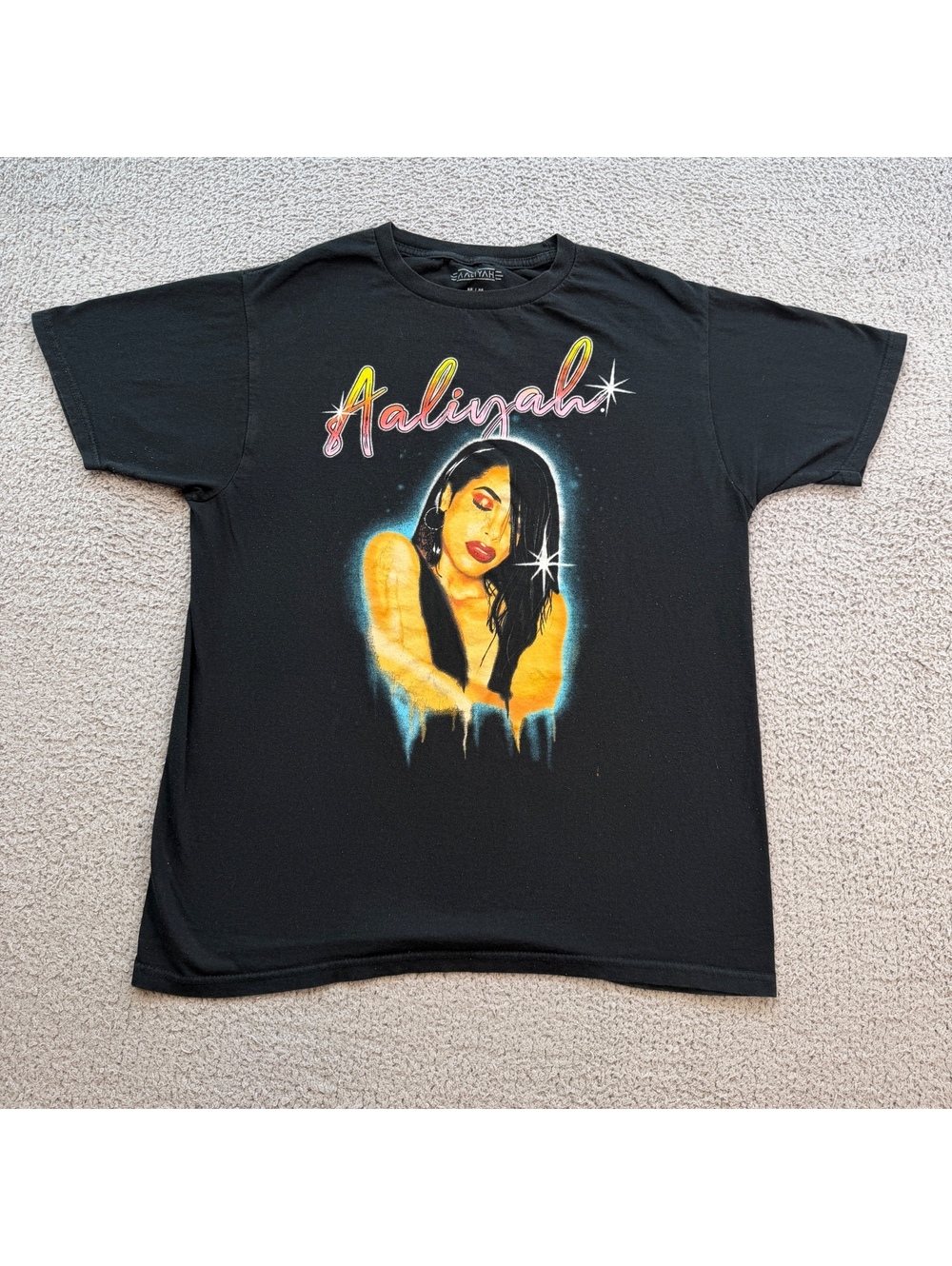 Aaliyah Princess of R&B Black Portrait T-Shirt Men’s Medium 100% Cotton
